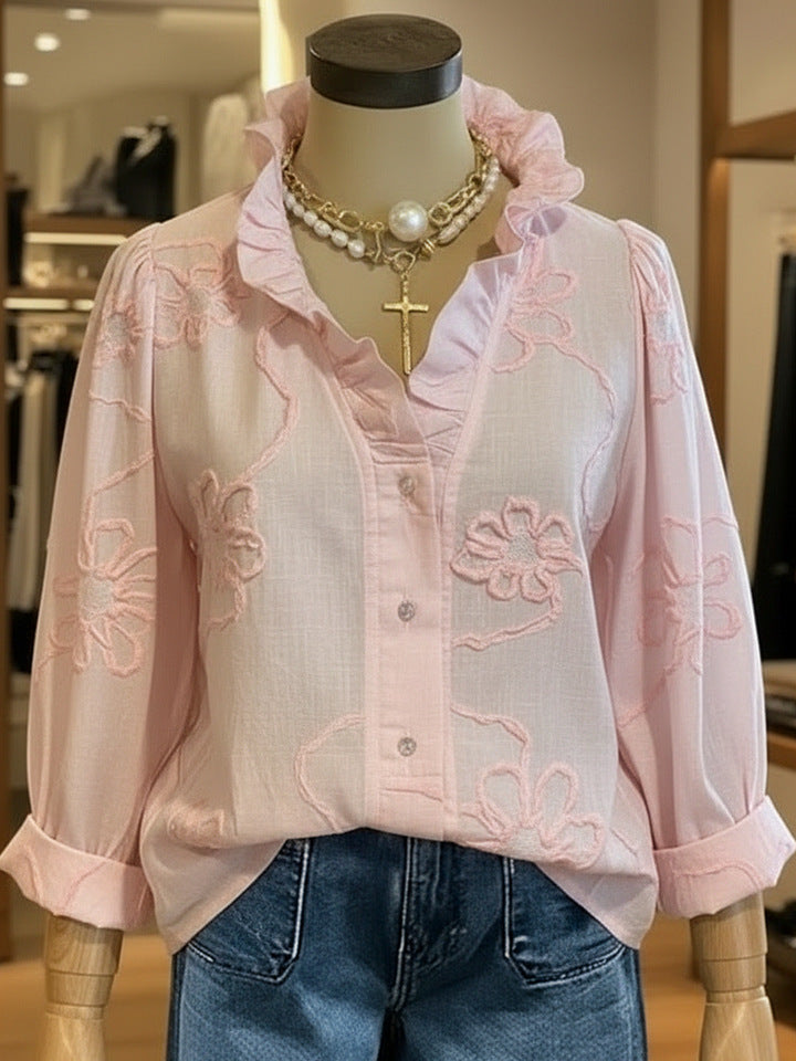 Bluse mit Lochstickerei – Bild 3 | LuxeStyle
