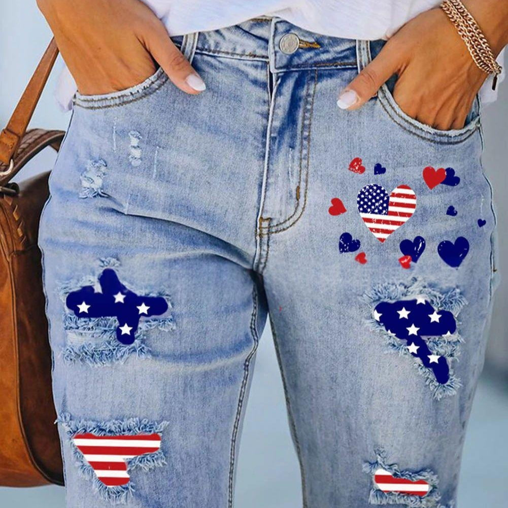 Cropped Straight-Leg Jeans mit Rissen
