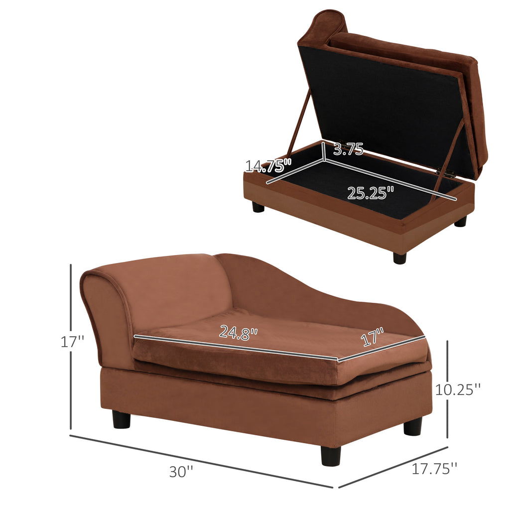 Pet-Sofa mit Lagerfach für Katzen & kleine Hunde, braun