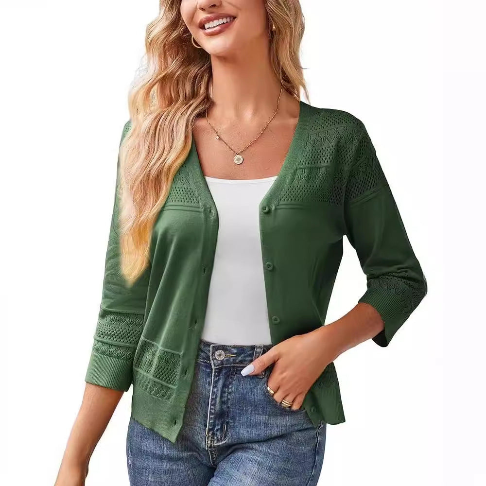 Kurzer Strick-Cardigan mit V-Ausschnitt