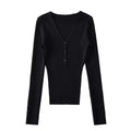 V-Ausschnitt Langarm-Strick-Top – Bild 6 | LuxeStyle