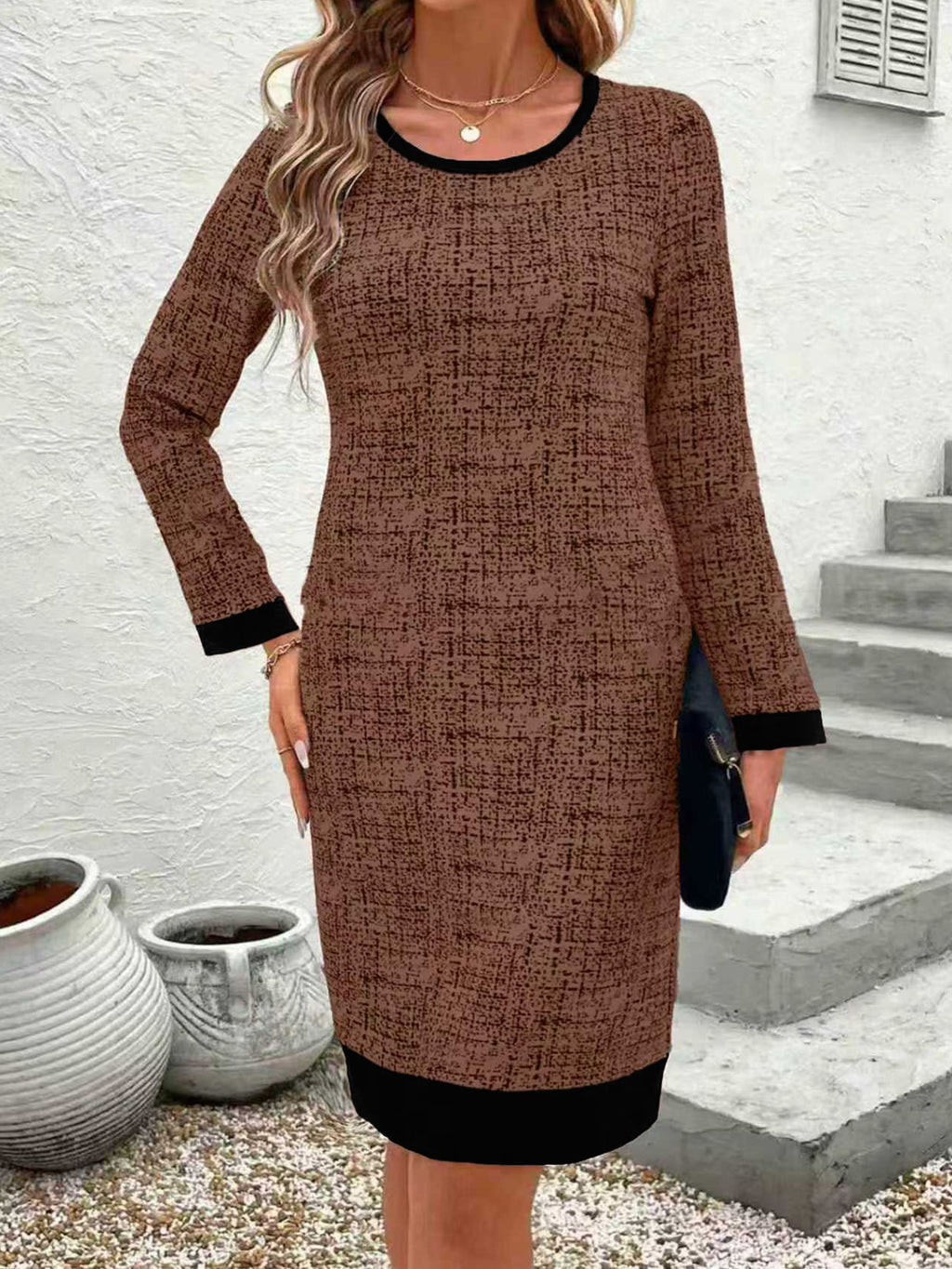 Elegantes Color-Block Midi-Kleid für Damen