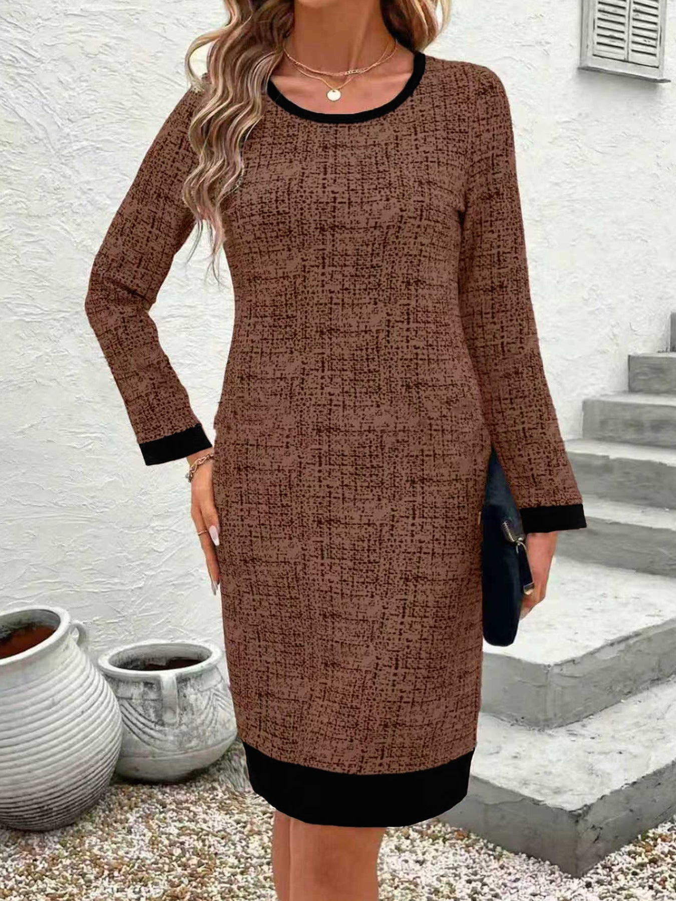 Elegantes Color-Block Midi-Kleid für Damen