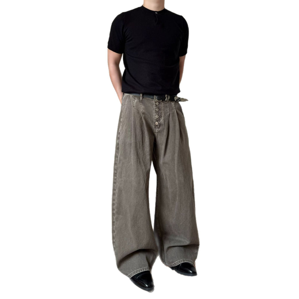 Retro Loose-fit Straight-leg Herrenhosen