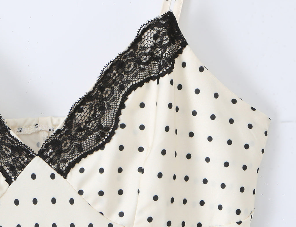 Spaghettiträger-Kleid mit Polka Dots