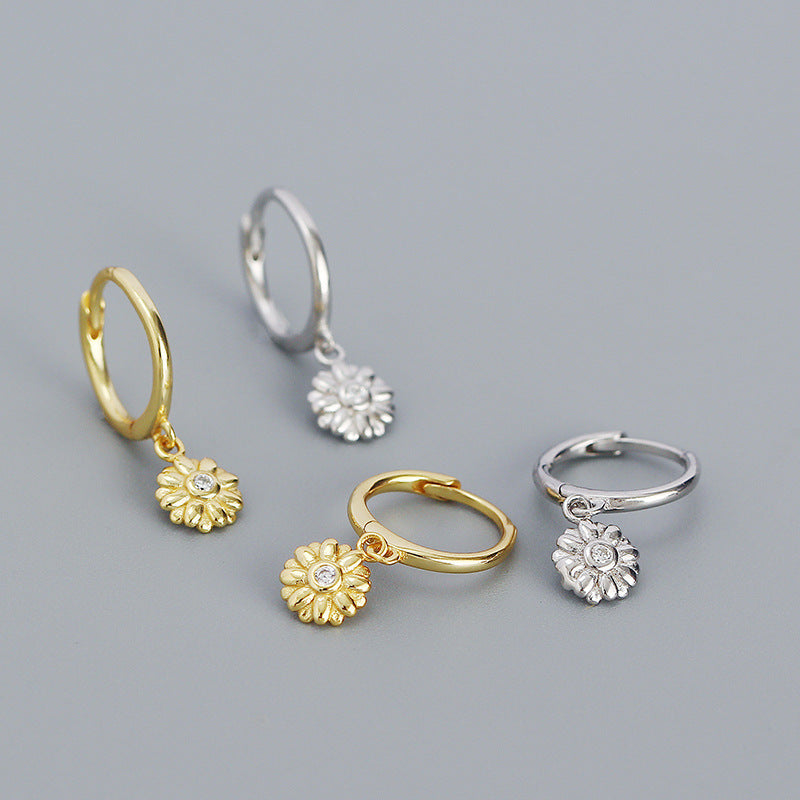 Blumen Ohrclips aus 925er Sterling Silber