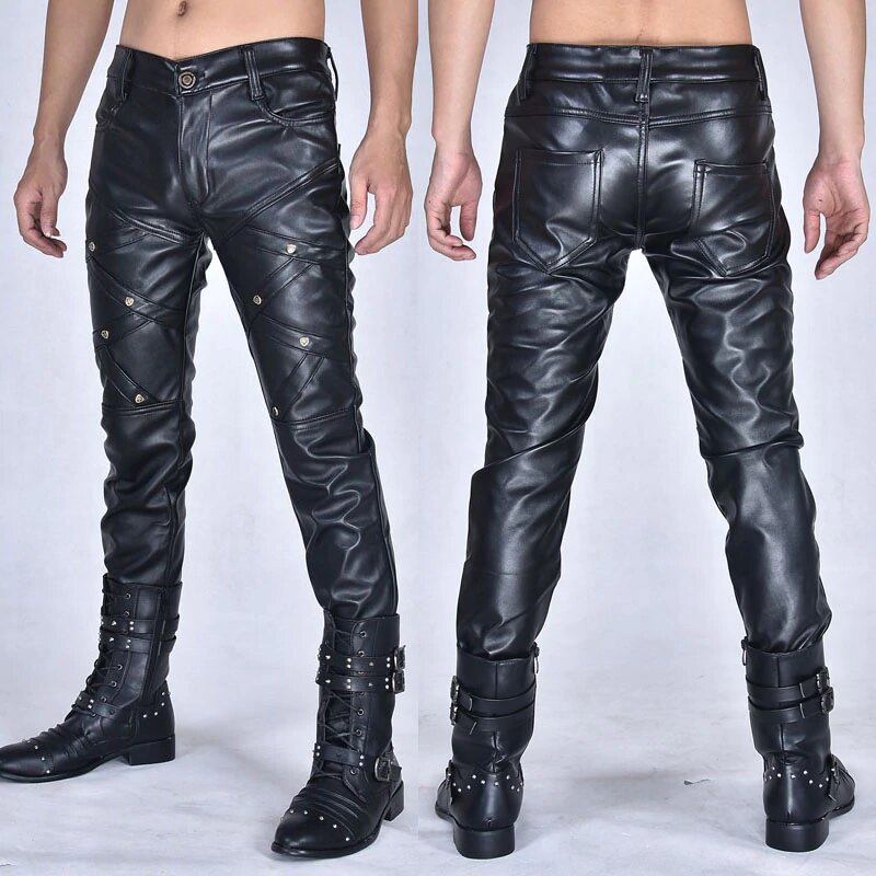 Herren Kunstlederhose mit Reissverschluss