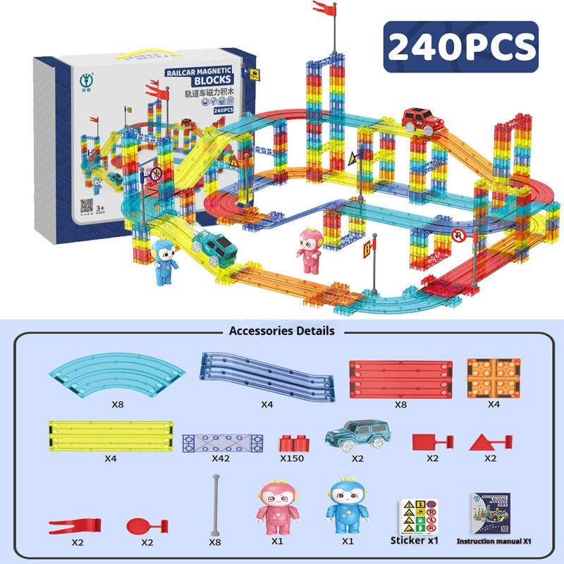 Magnetische Bausteine: Zugstrecken-Puzzle