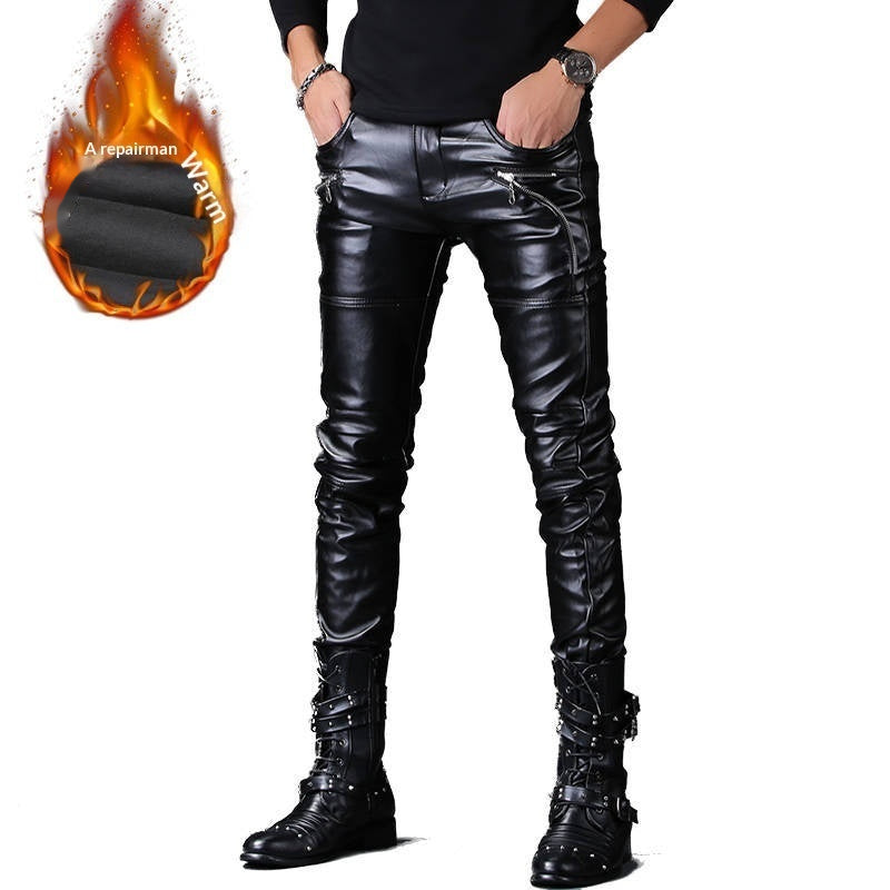 Winddichte slim-fit Lederhose Herren