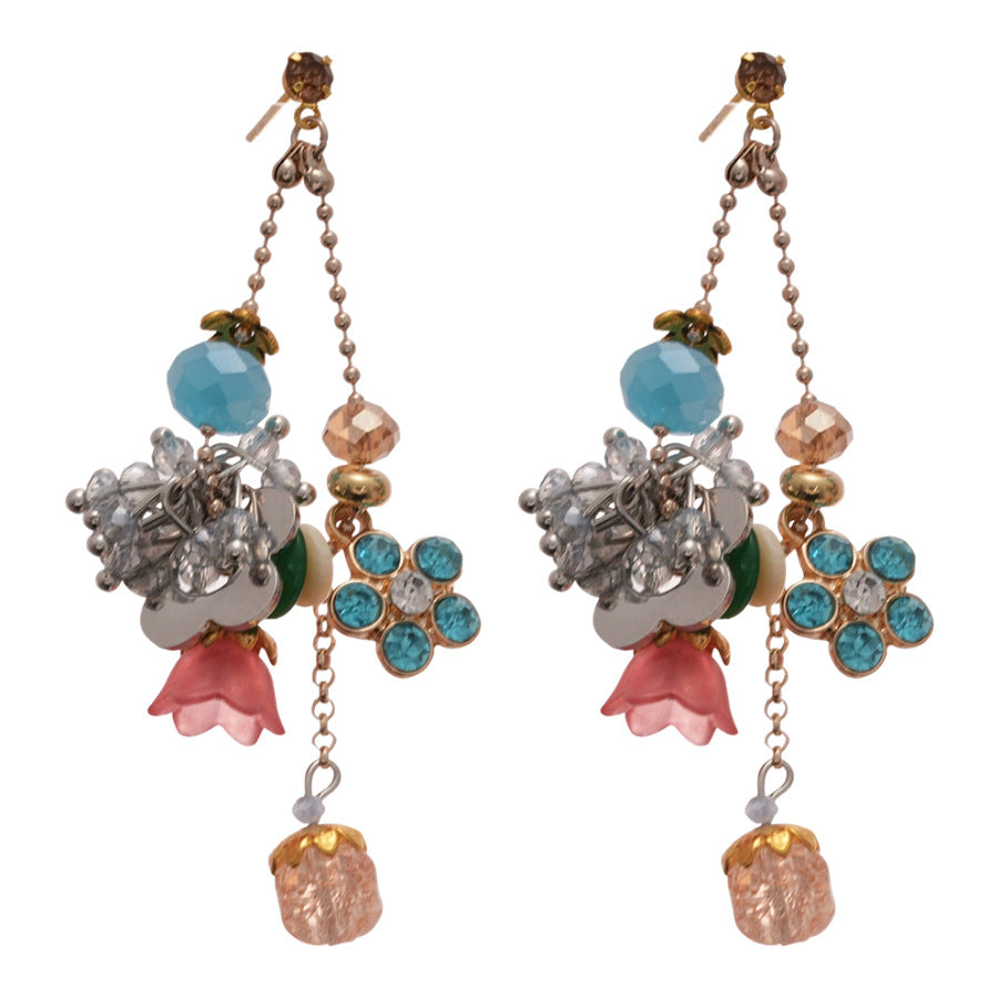 Rhinestone Crystal Flower Teardrop Ohrringe – Ansicht 6