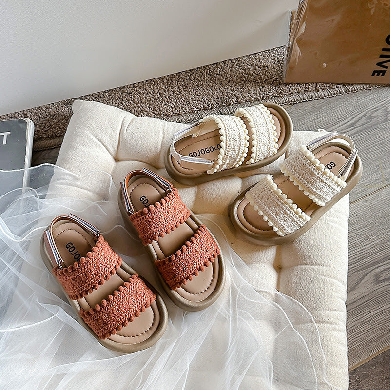 Ethno-Retro Sandalen für Mädchen mit weichen Sohlen