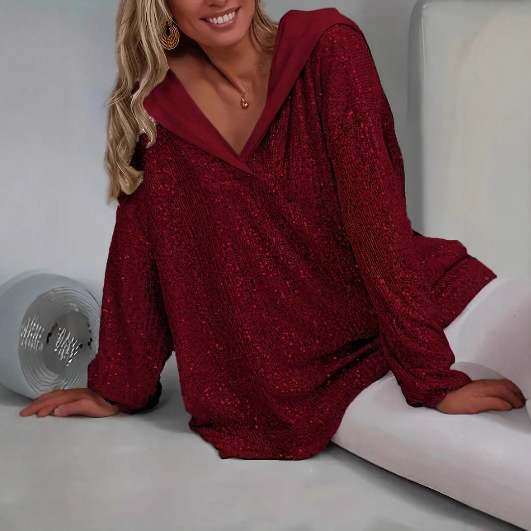Pailletten-Kapuzenpullover für Damen