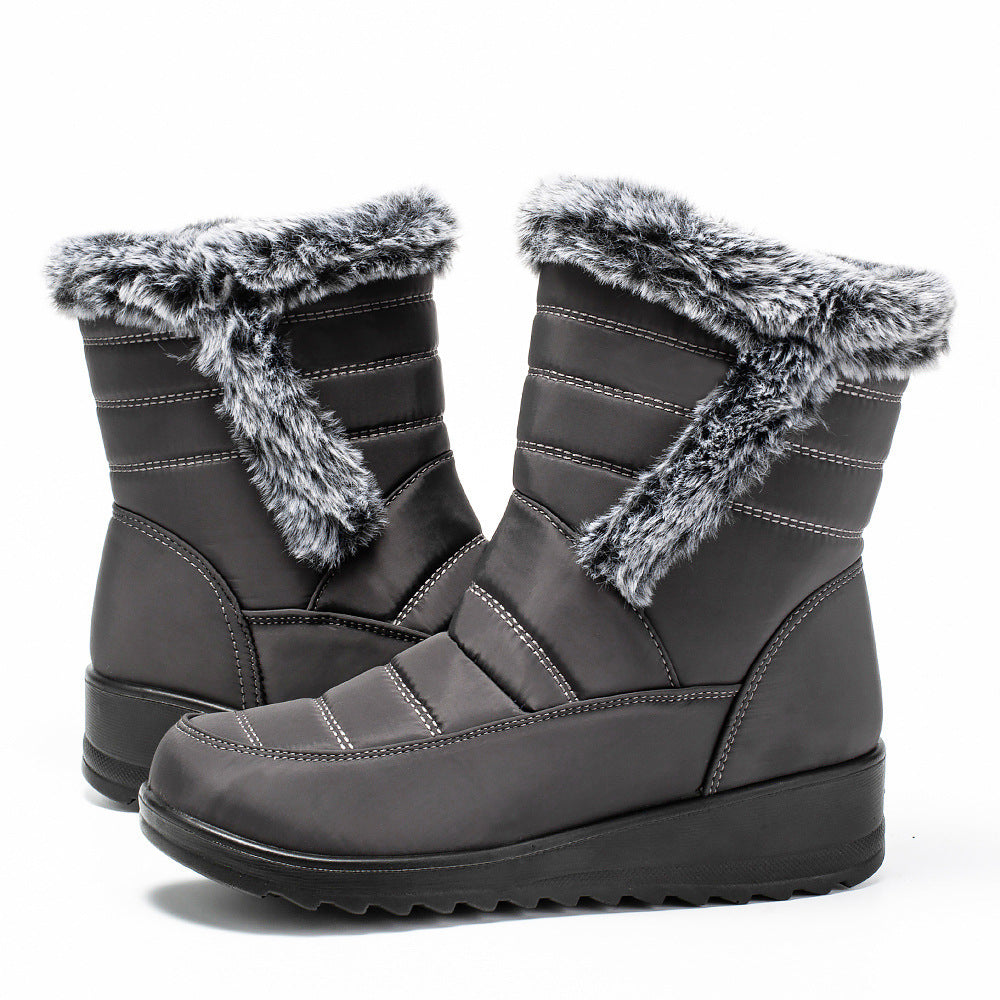 Gefütterte Damen-Schneestiefel mit Kunstfellkragen