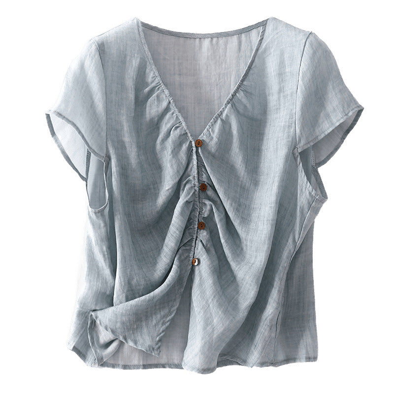 Luftiges V-Neck Shirt aus Baumwoll-Mix – Bild 3 | LuxeStyle