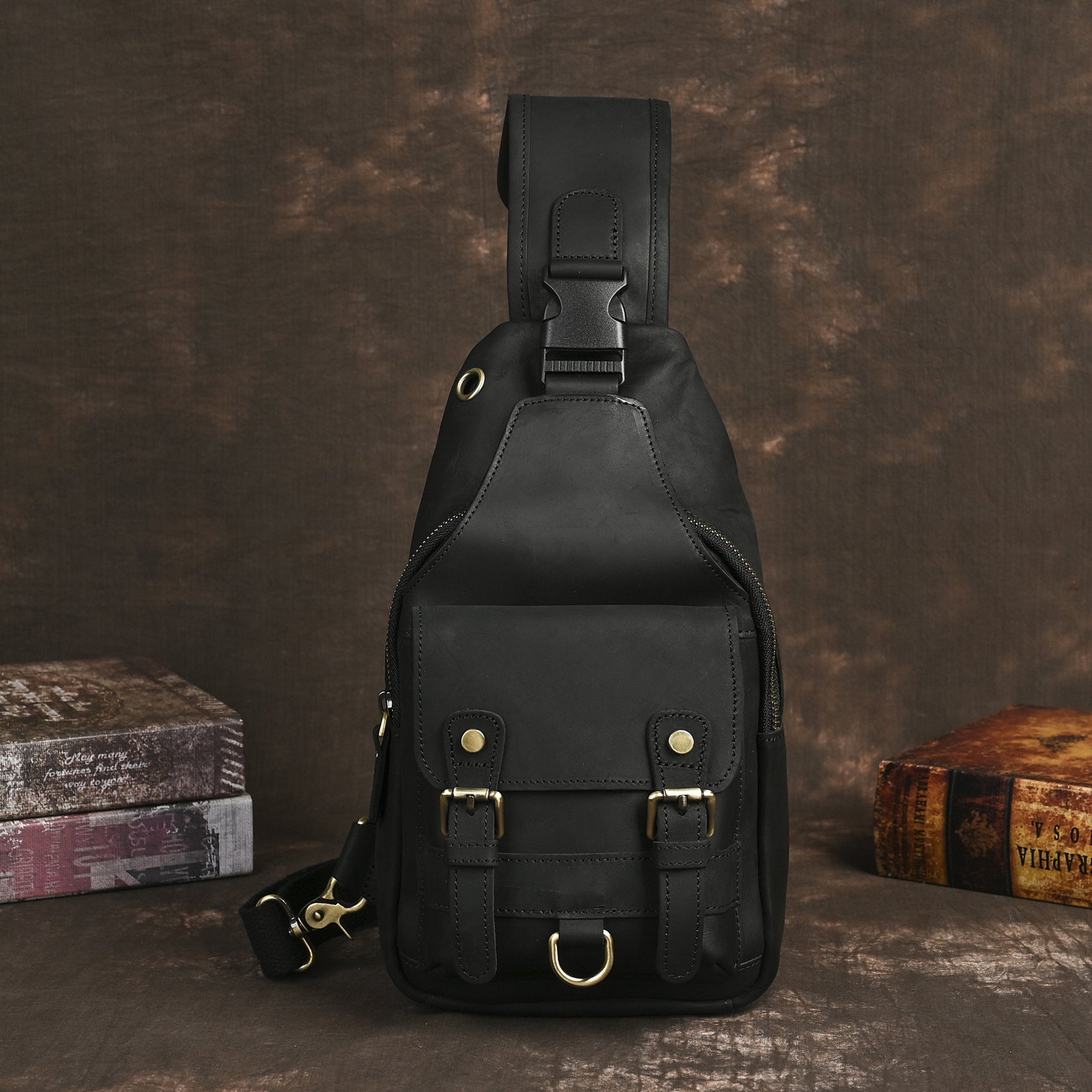 Vintage Leder Crossbody Bag für Herren – Ansicht 6