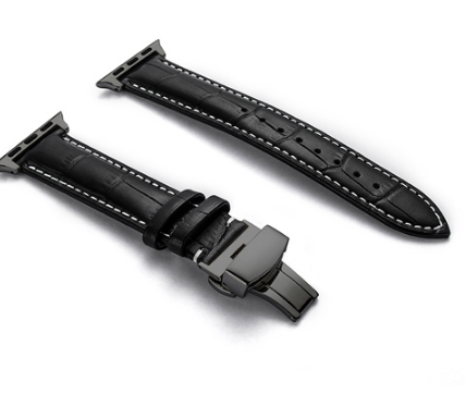 Lederarmband mit Faltschliesse und Doppelknopf