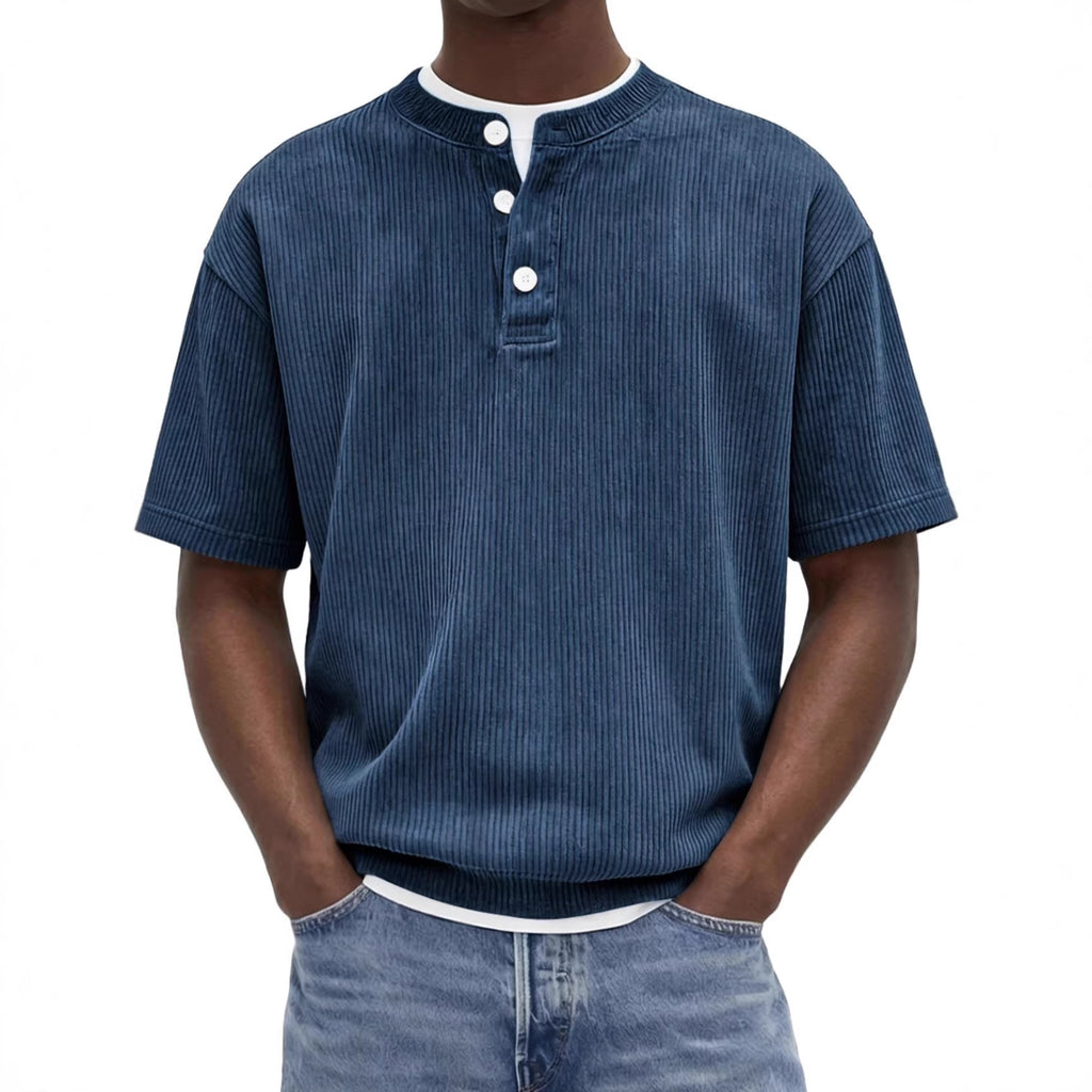 Herren-Strickshirt «Riviera» – Cord-Kurzarm