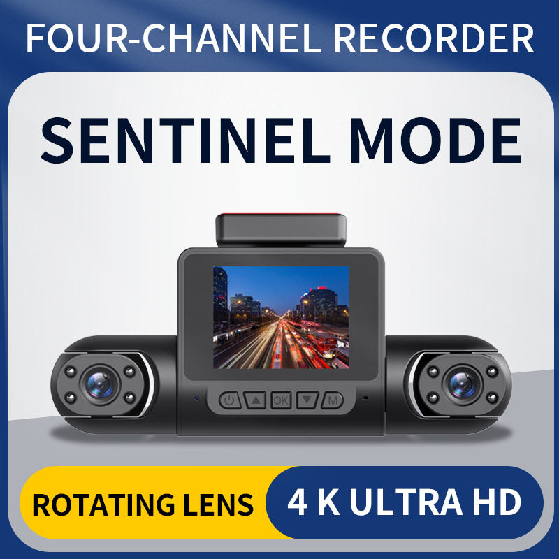 1080P HD-Fahrzeugrekorder mit 4 Kameras, HD-Nachtsicht, Vorne/Hinten/L