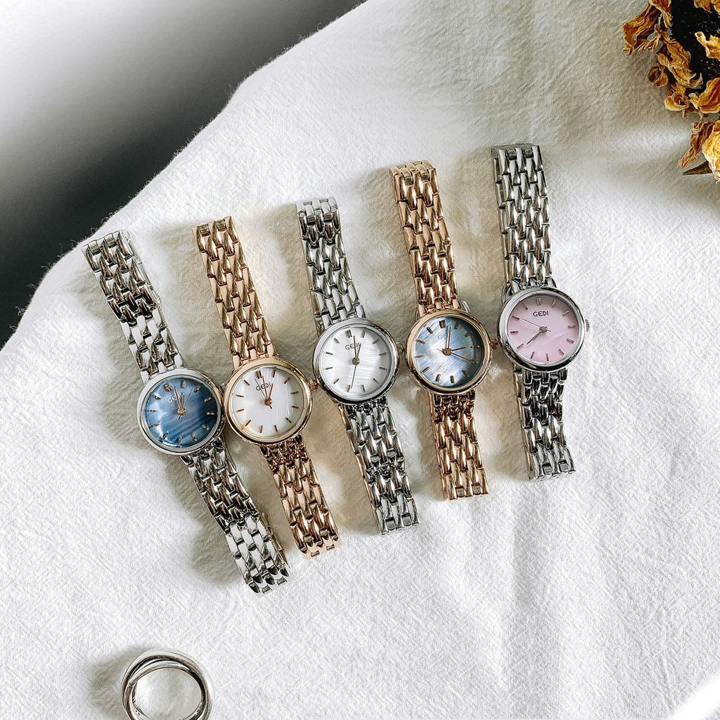 Quarzuhr mit dünnem Milanaise-Armband