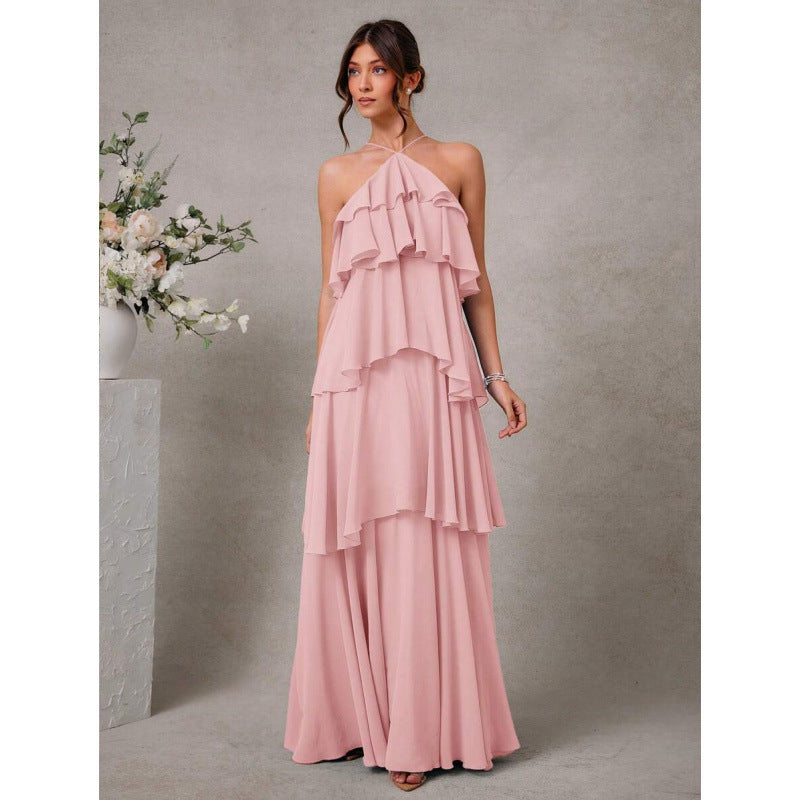Damen Chiffon Neckholder-Kleid
