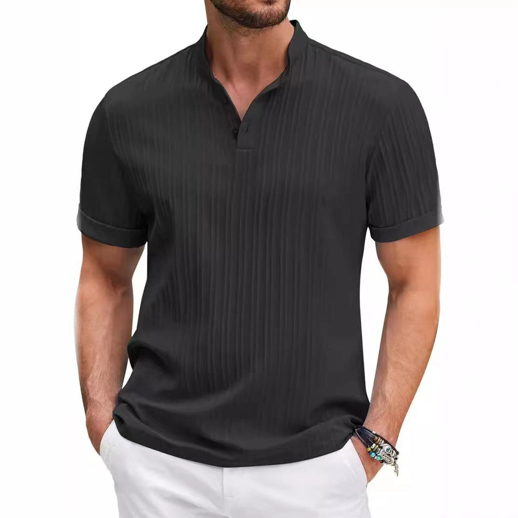 Herren-Jacquard-Hemd Leinen-Cotton