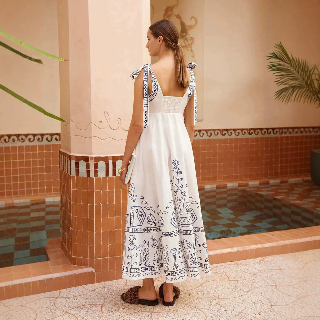 Elegantes ärmelloses Leinenkleid mit Schnürung – Bild 7 | LuxeStyle