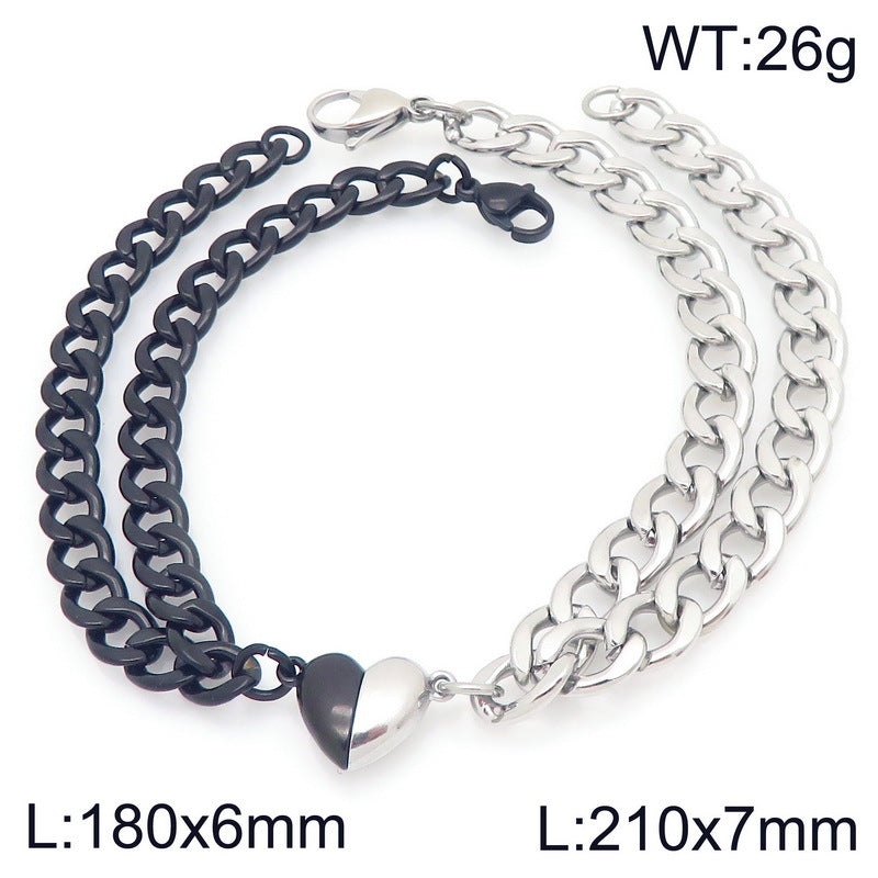 Herzförmiges Magnetarmband Edelstahl