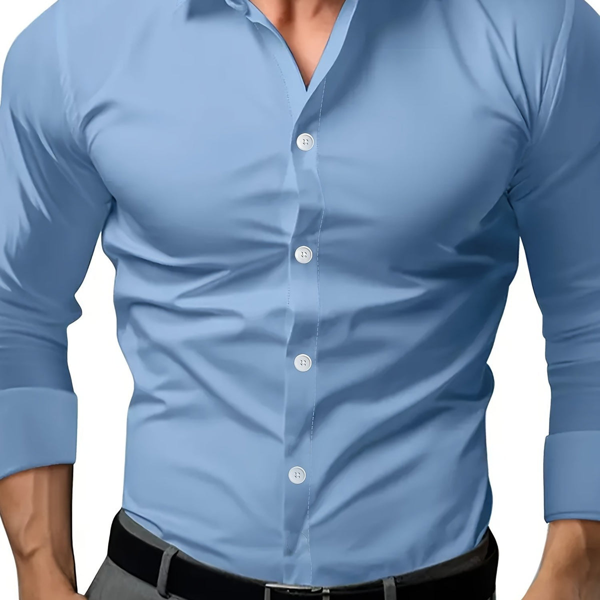 Halbtransparentes Kurzarmhemd aus Polyester – Bild 2 | LuxeStyle