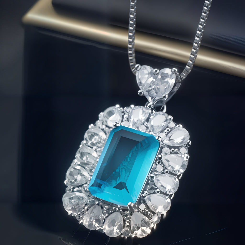 Halskette mit blauem Zirkonia-Anhänger