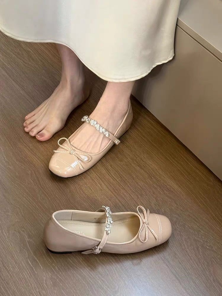 Mary Jane Flats mit Strass-Schnalle