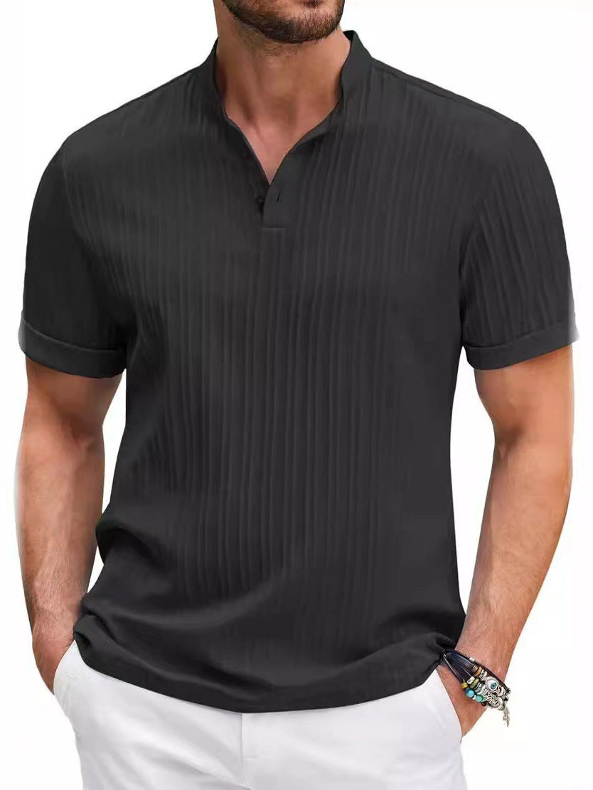 Herren-Jacquard-Hemd Leinen-Cotton