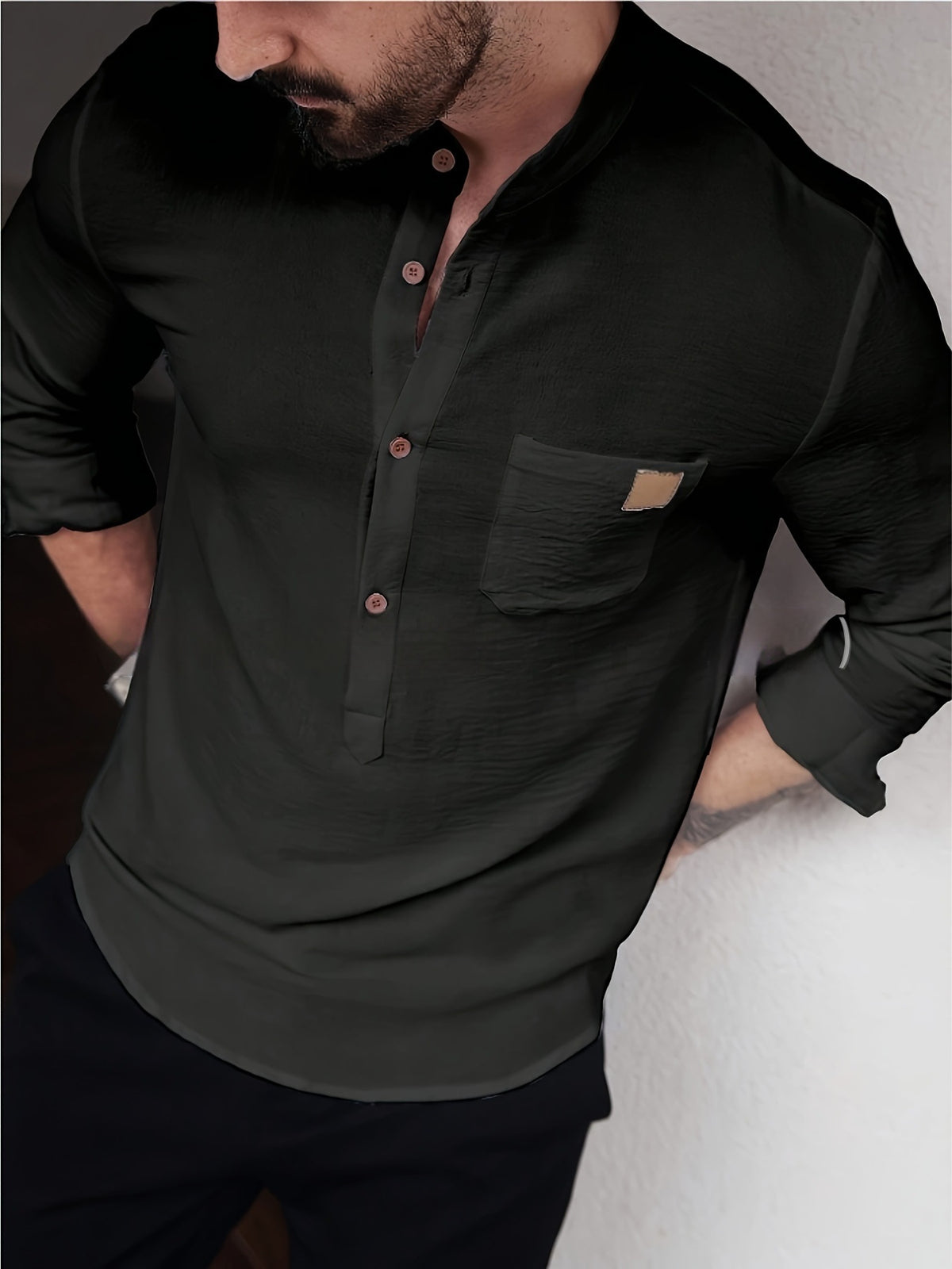 Langes Freizeit-Langarmshirt für Herren – Bild 4 | LuxeStyle