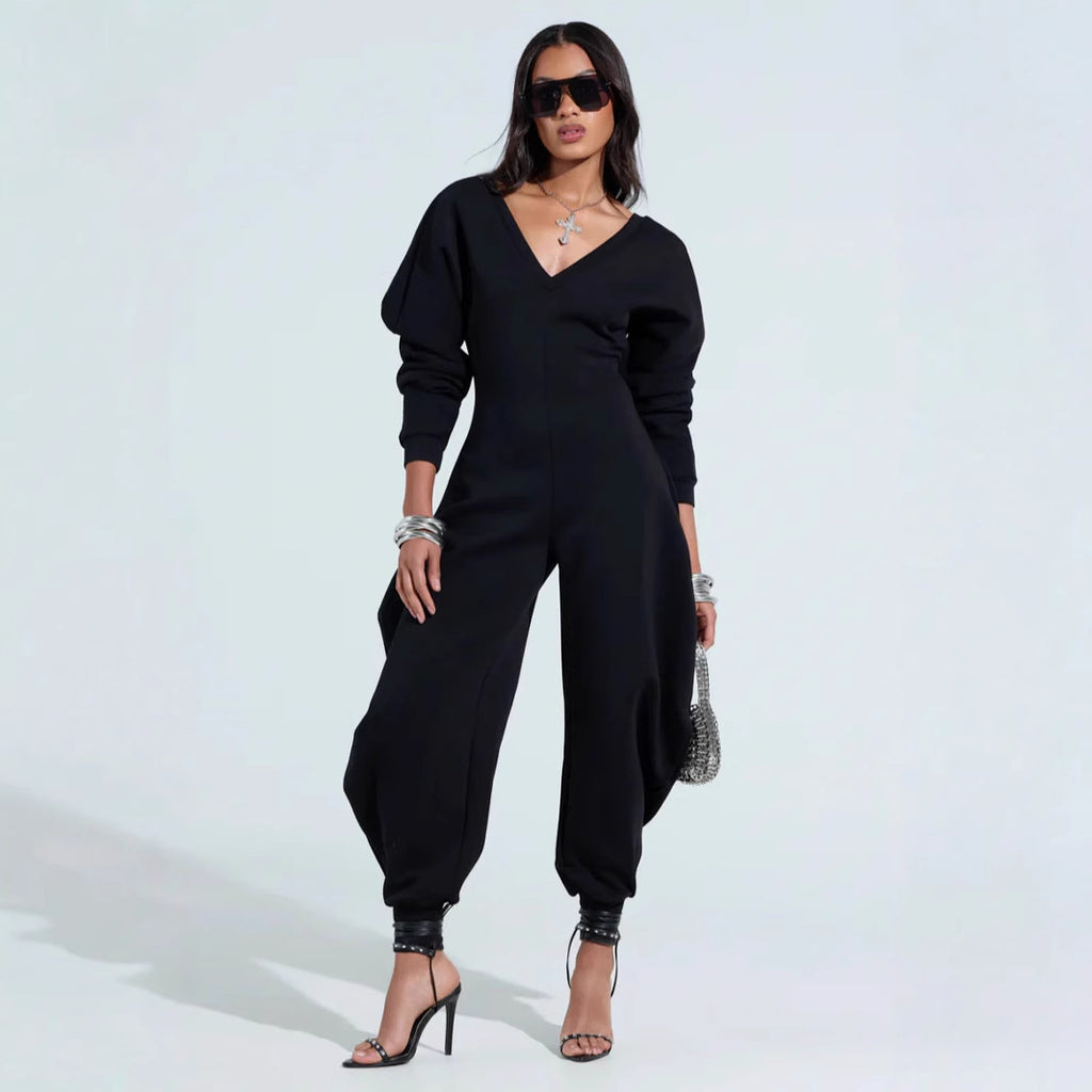 Eleganter Bodycon Jumpsuit mit V-Ausschnitt