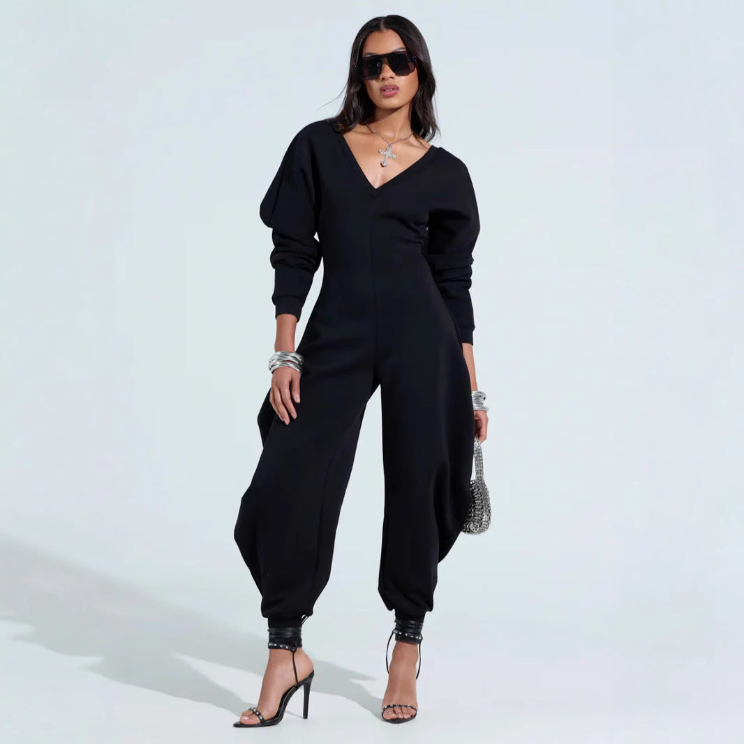 Eleganter Bodycon Jumpsuit mit V-Ausschnitt