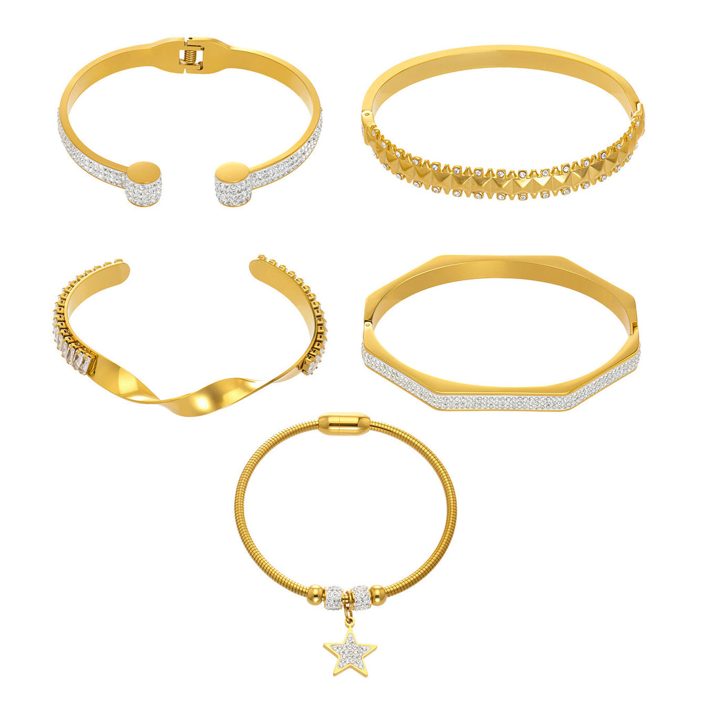 Glänzendes Edelstahl-Armband mit Kristallen – Bild 6 | LuxeStyle