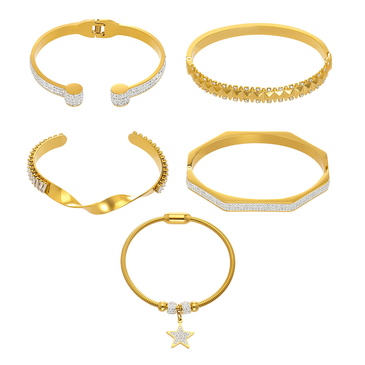 Glänzendes Edelstahl-Armband mit Kristallen – Bild 6 | LuxeStyle