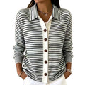 Gestreifter Strick-Cardigan mit Knopfleiste