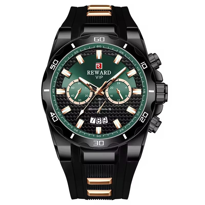 Herrenuhr in Schwarz und Gold mit Kalenderfunktion