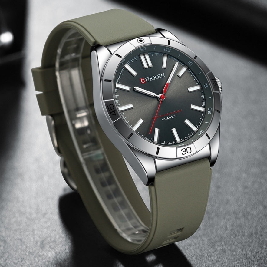 Unisex-Runduhr mit Silikonarmband, wasserdicht