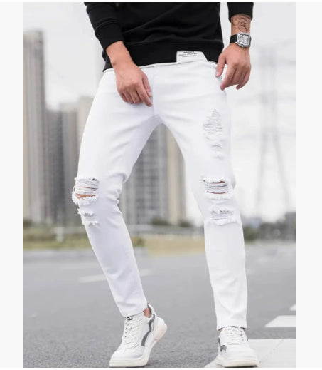Herren Jeans – Weiss, Gerade, Bequem