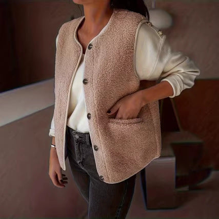 Ärmellose Blazer-Weste mit Knopfleiste