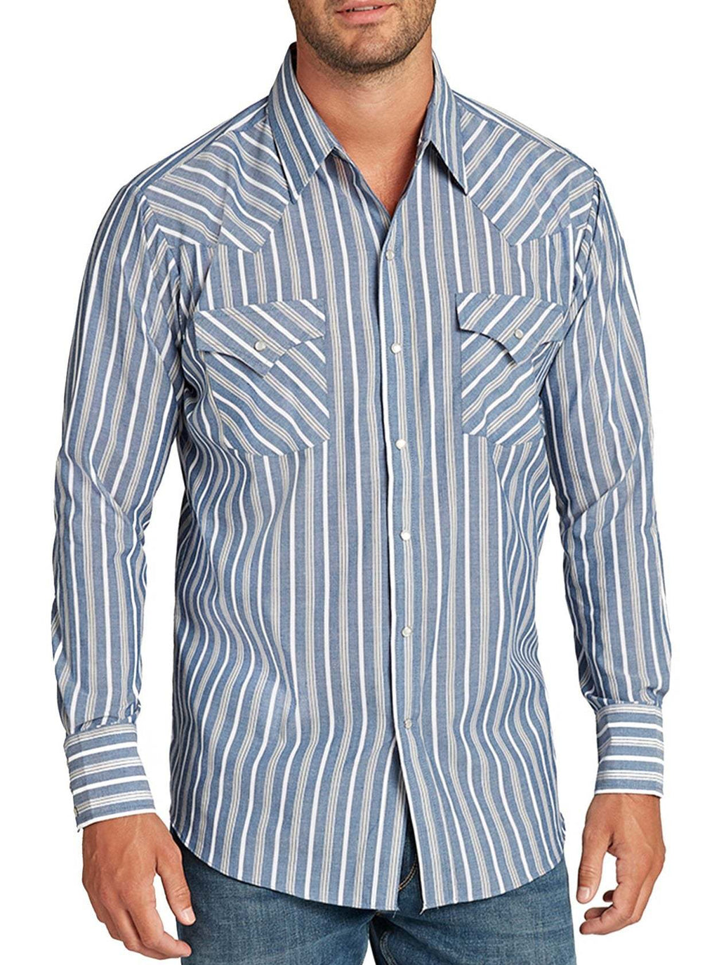 Gestreiftes Langarmhemd für Herren im Western-Stil – Bild 12 | LuxeStyle