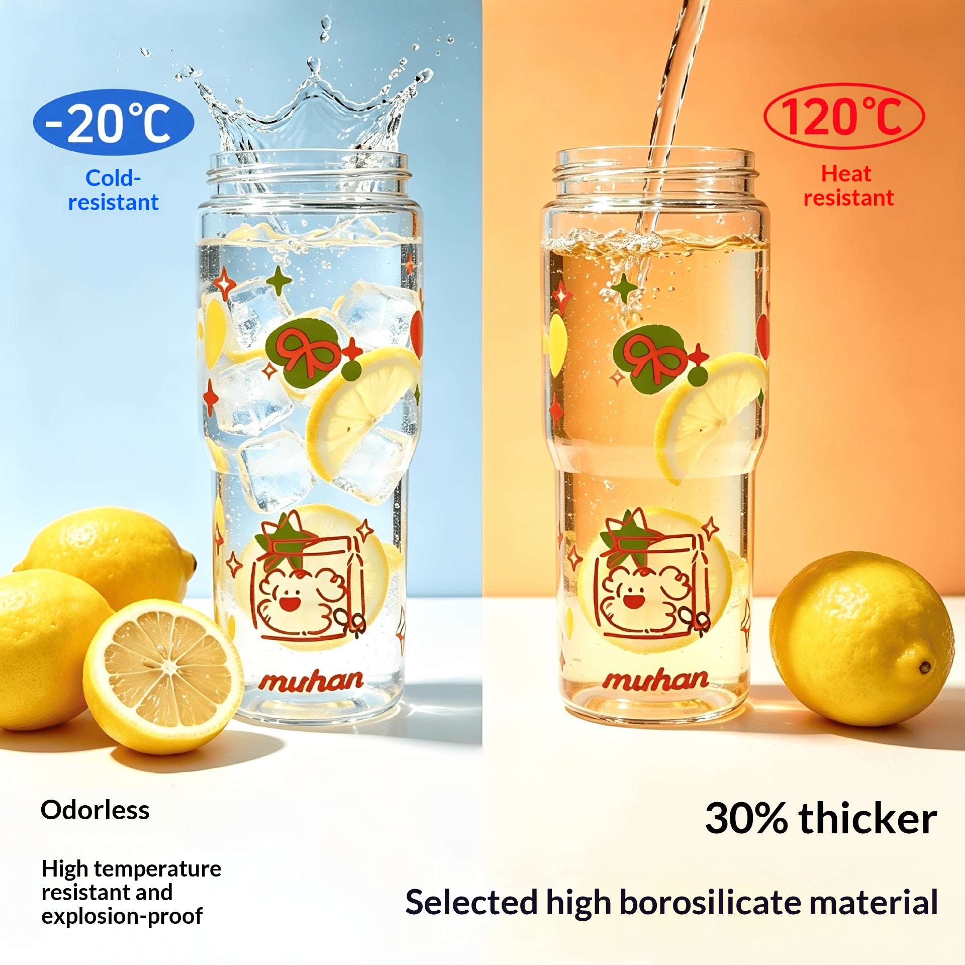 Sportglasflasche mit Teesieb, 600ml