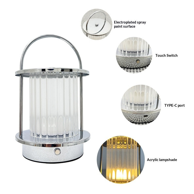 Silberne Aufladbare Schreibtischlampe, Warm Light – Bild 3 | LuxeStyle