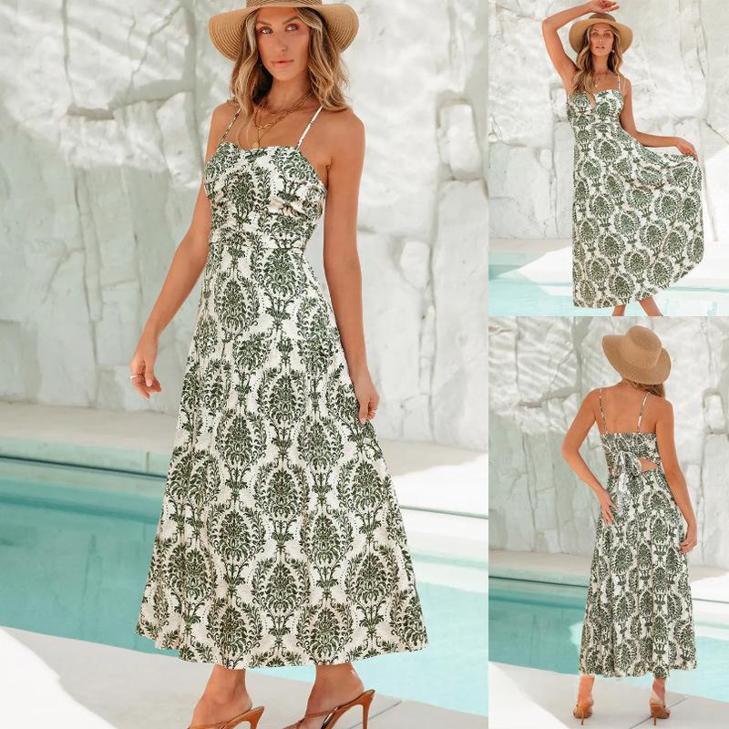 Blumenmuster Damen-Trägerkleid