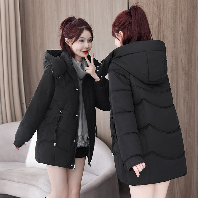 Gefütterte Damen-Pufferjacke mit Kapuze