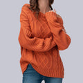 Rundhals-Pullover mit Zopfmuster