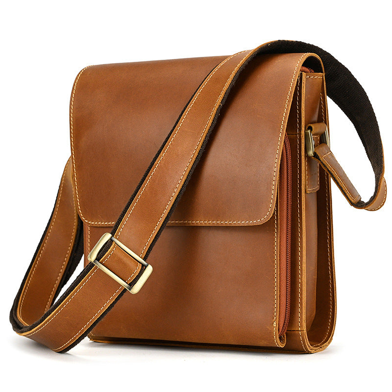 Rindsleder-Flip Schultertasche für Männer – Bild 5 | LuxeStyle
