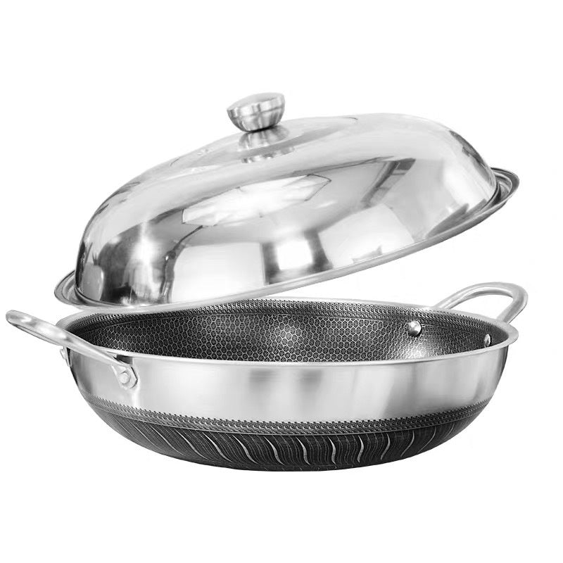 Wok aus 304 Edelstahl mit Wabenstruktur