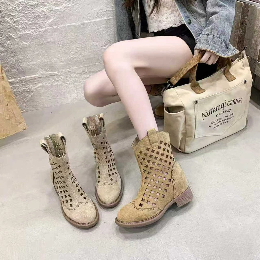 Mesh-Sandalen-Stiefeletten mit Chunky-Heel